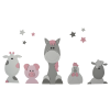 Boerderijdieren (5st.) koe-varken-paard-kip-schaap  - grijs met te kiezen kleur (100x50cm) - sterren optioneel